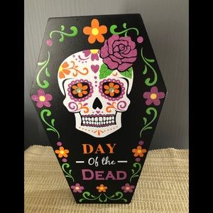 - - Day of the dead table top wood coffin